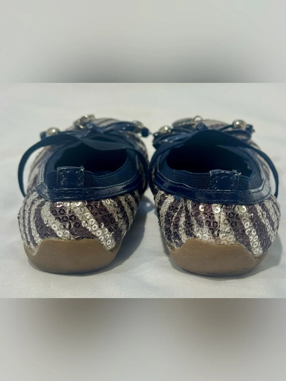 Michael Kors Lil Kory Zebra Sequin Mary Jane Flats Girls Size 7